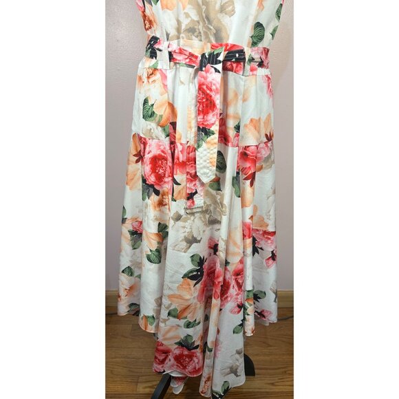 Calvin Klein Dress Sz 12 White & Pink Floral Asymmetric Hem Easter Fairy Cottage - Picture 8 of 10